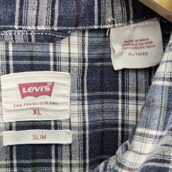 Levi's Slim Fit Shadow Plaid Button-Down Shirt Men's Size XL Pocket Long Sleeve - Picture 6 of 10